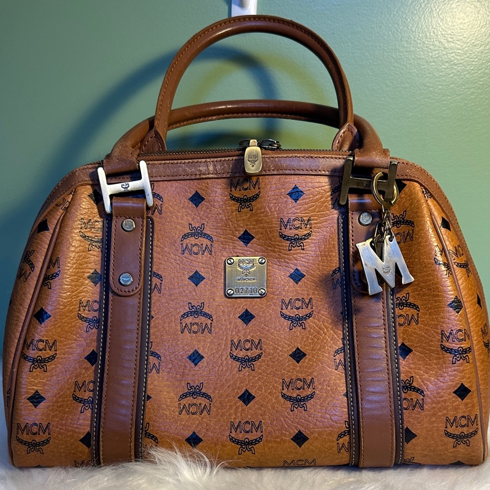 MCM Brown Satchel with Black Accents